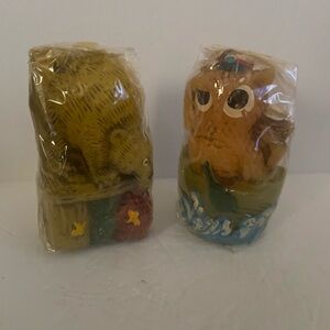 2 Vintage Animal Antics Candles, Octopus at Sea And Bear With Honey.